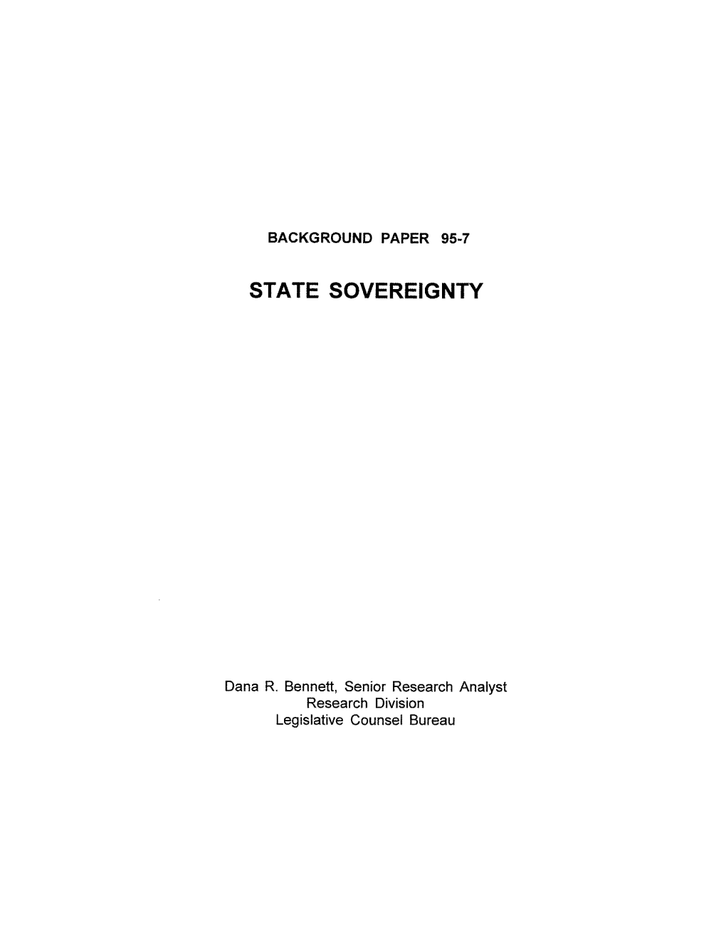 State Sovereignty: Background Paper 95-7