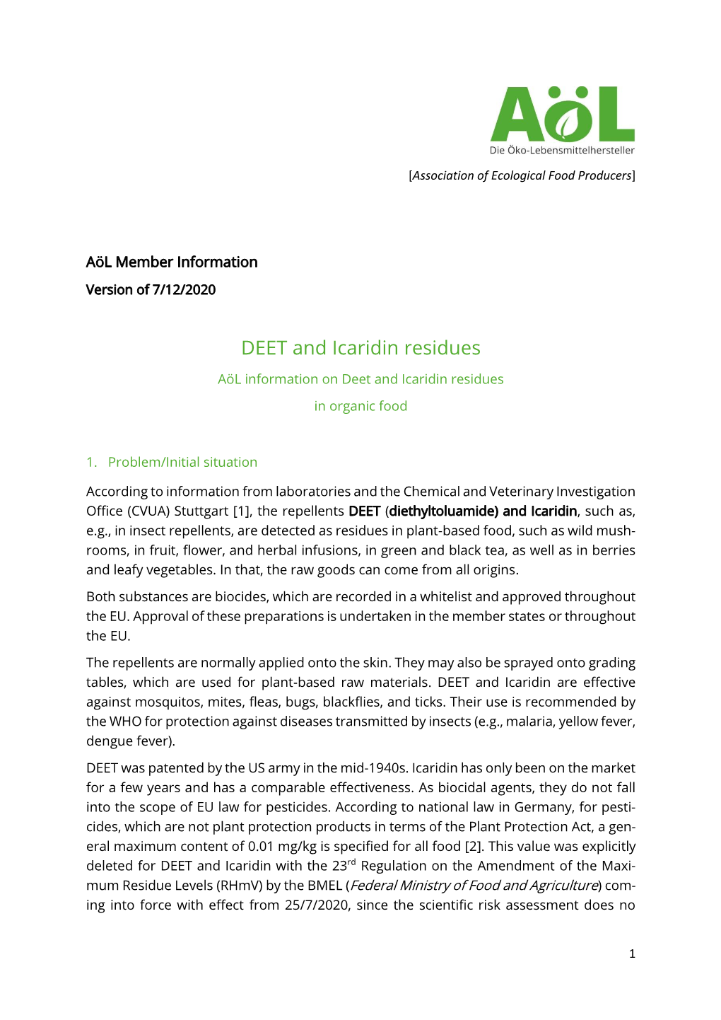 DEET and Icaridin Residues