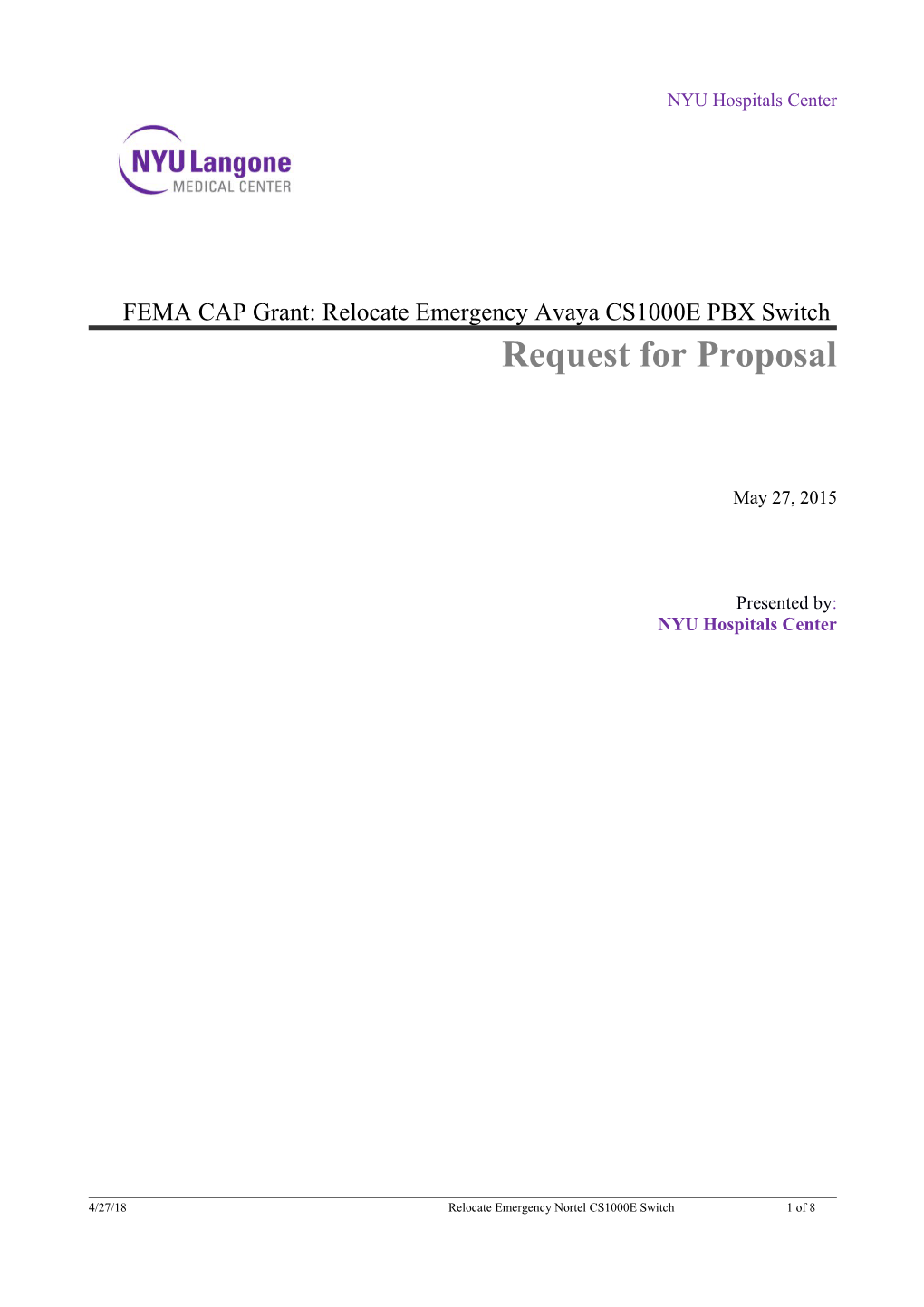 NYULMC Storage RFQ