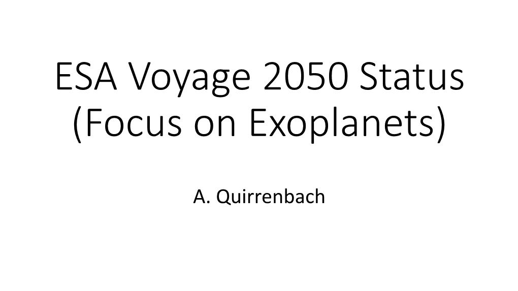 ESA Voyage 2050 Update