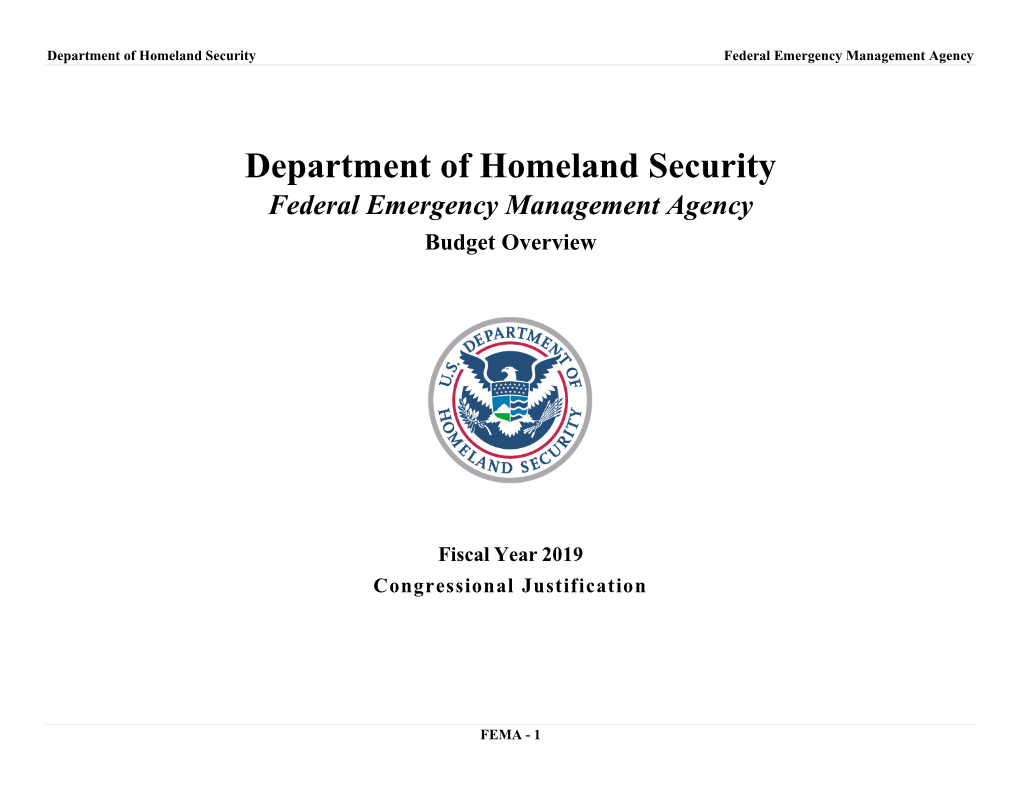 Department of Homeland Security Federal Emergency Management Agency