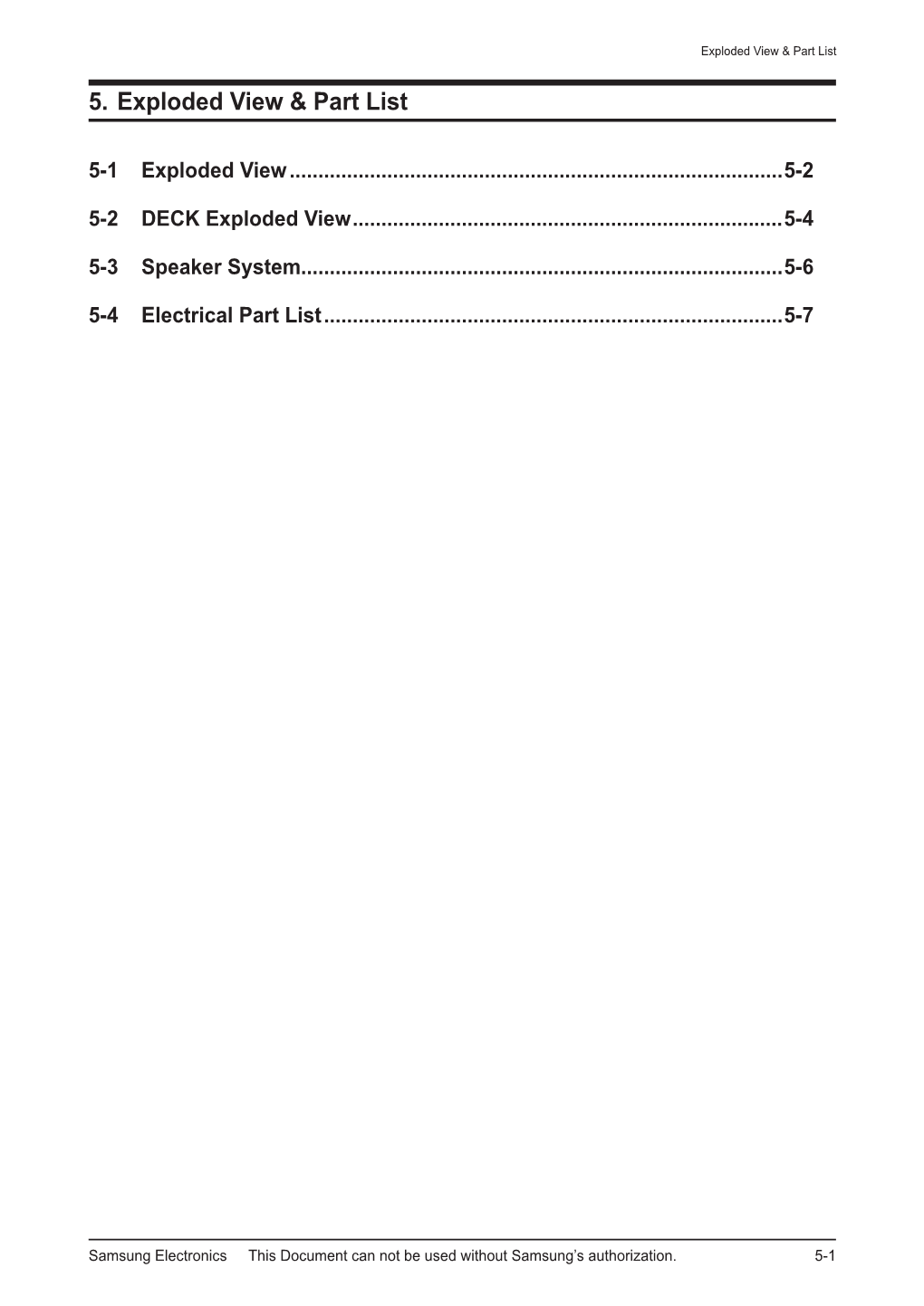 5. Exploded View & Part List