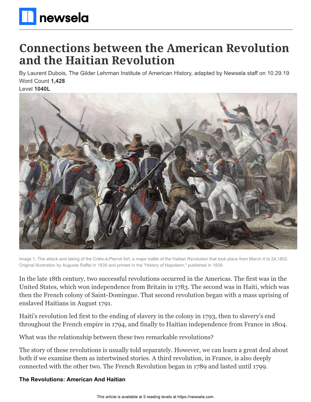 Connections Between the American Revolution and the Haitian Revolution