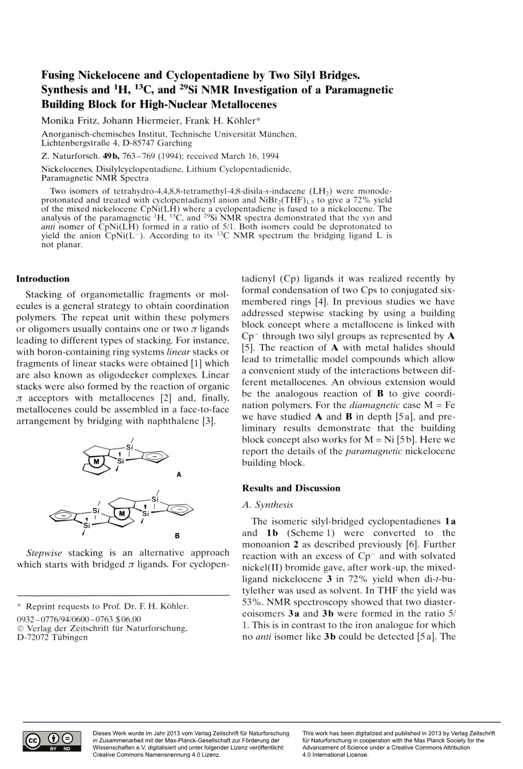 Fusing Nickelocene and Cyclopentadiene by Two Silyl Bridges