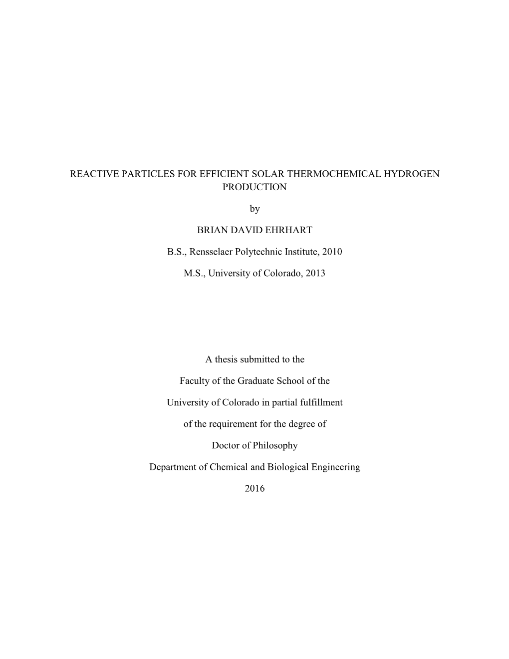 Reactive Particles for Efficient Solar Thermochemical Hydrogen Production