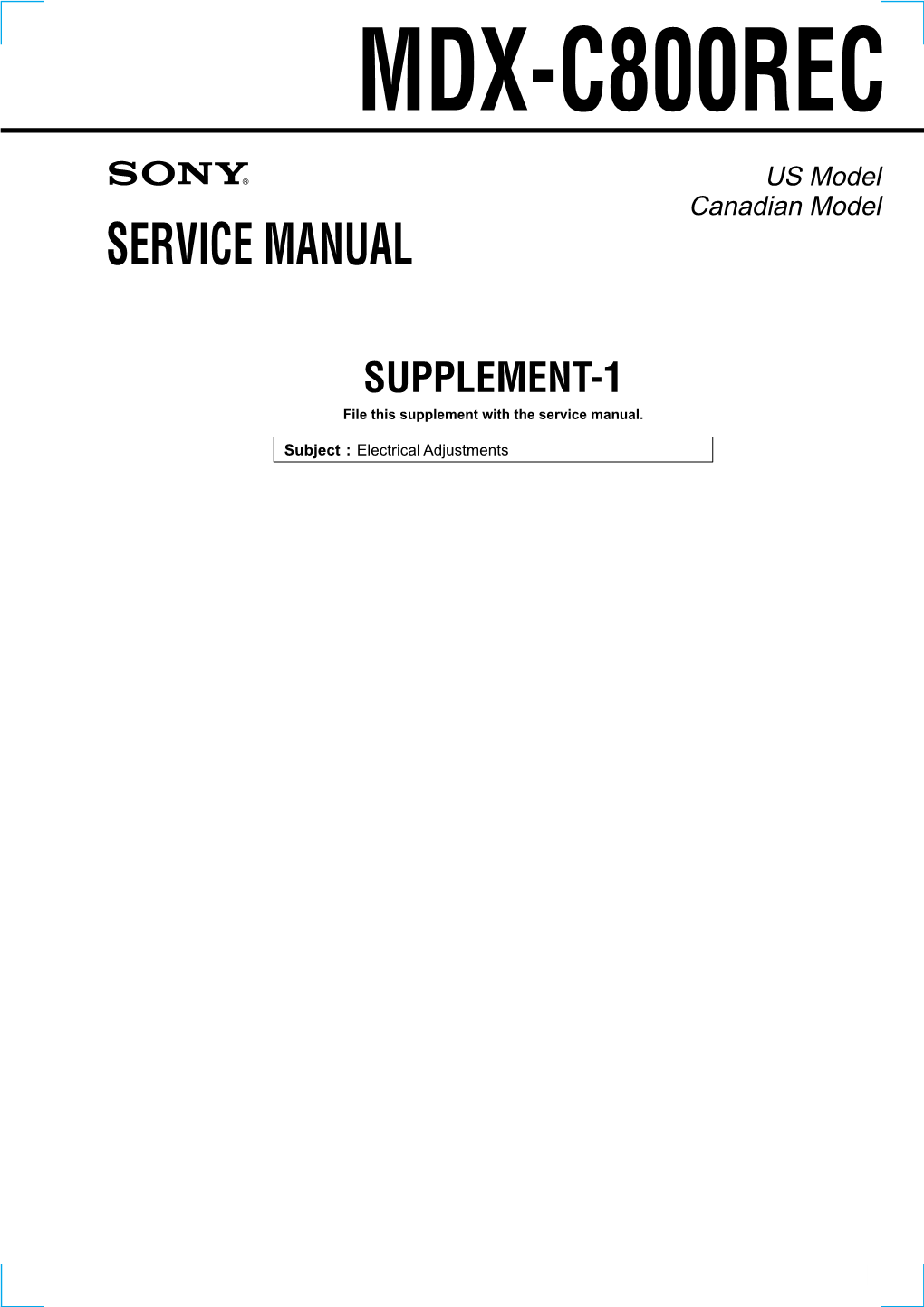 Service Manual Mdx-C800rec