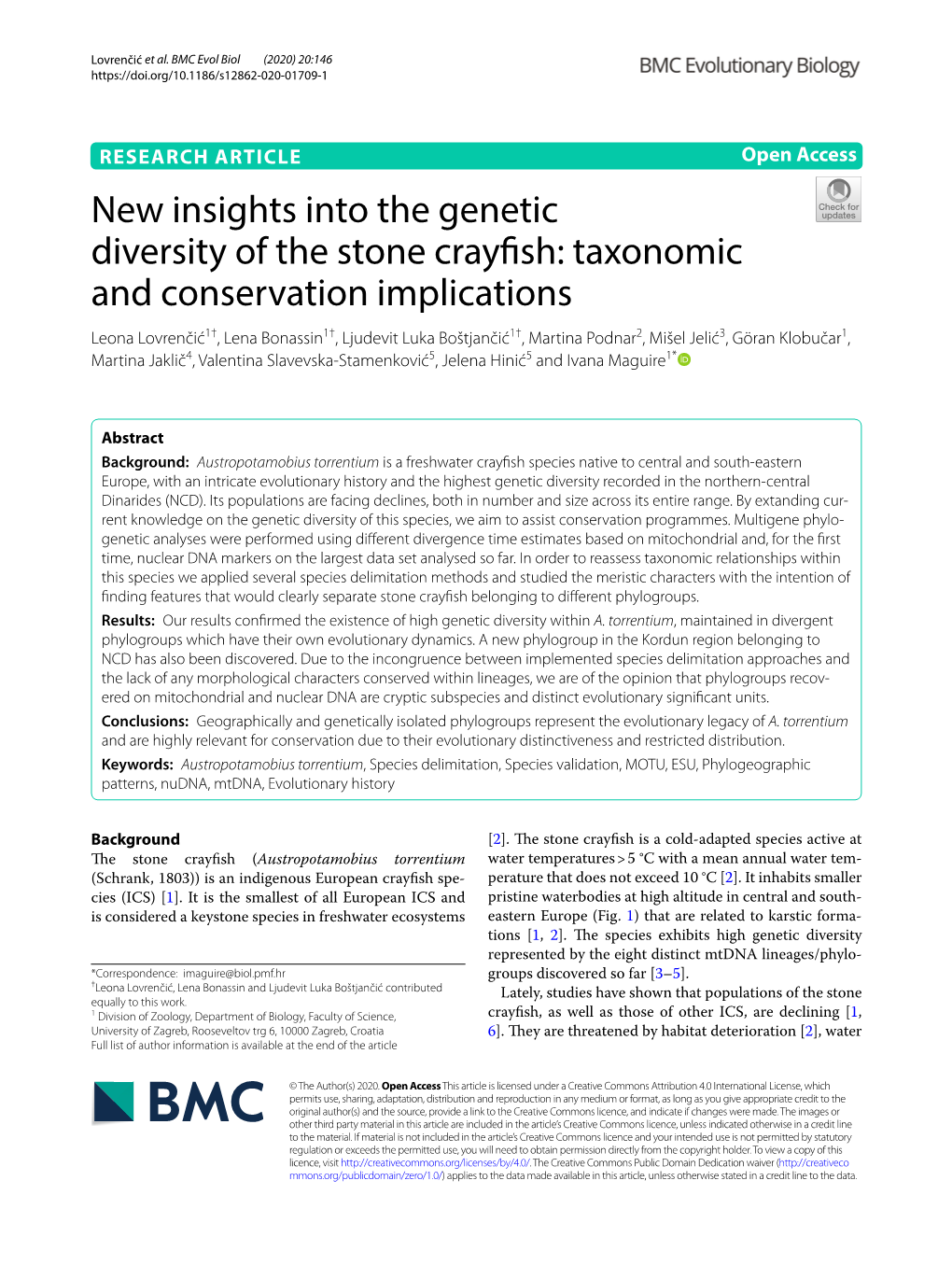 New Insights Into the Genetic Diversity of the Stone Crayfish: Taxonomic And