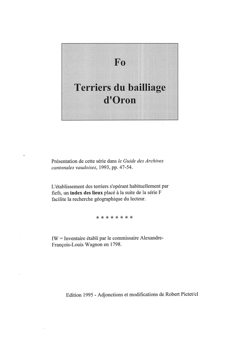 Fo Terriers Du Bailliage D'oron