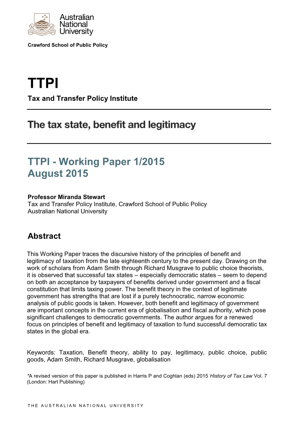 TTPI Tax and Transfer Policy Institute