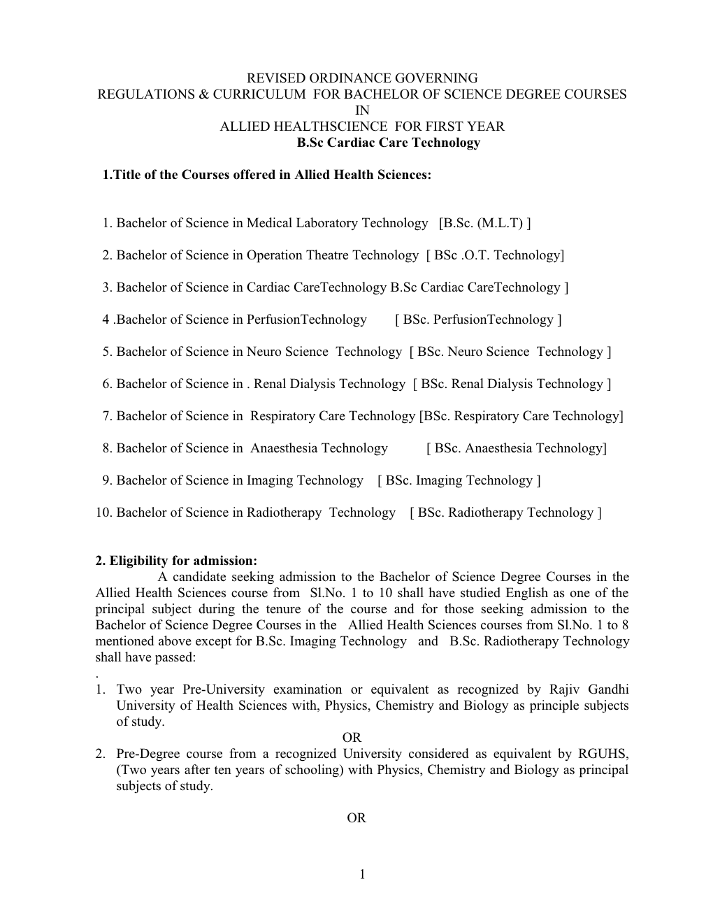 Revised Ordinance Governing