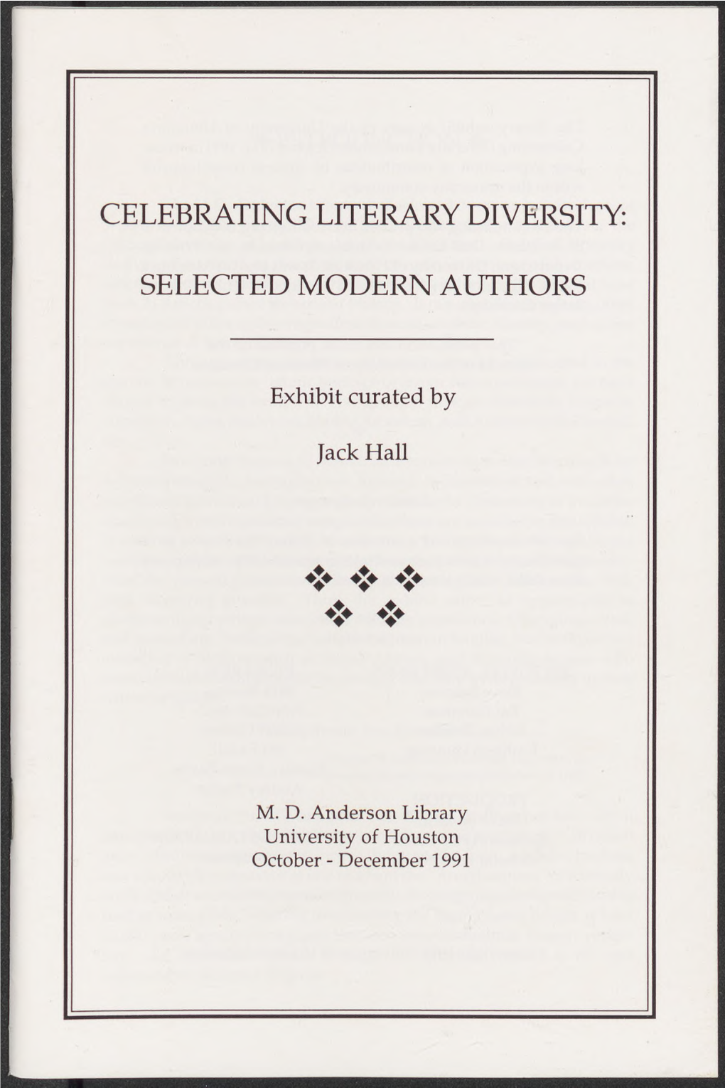 Celebrating Literary Diversity: Selected Modern