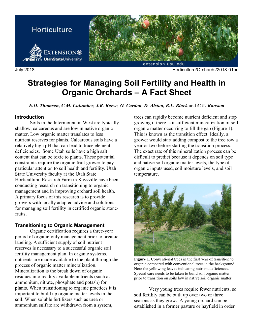 Strategies for Managing Soil Fertility and Health in Organic Orchards – a Fact Sheet