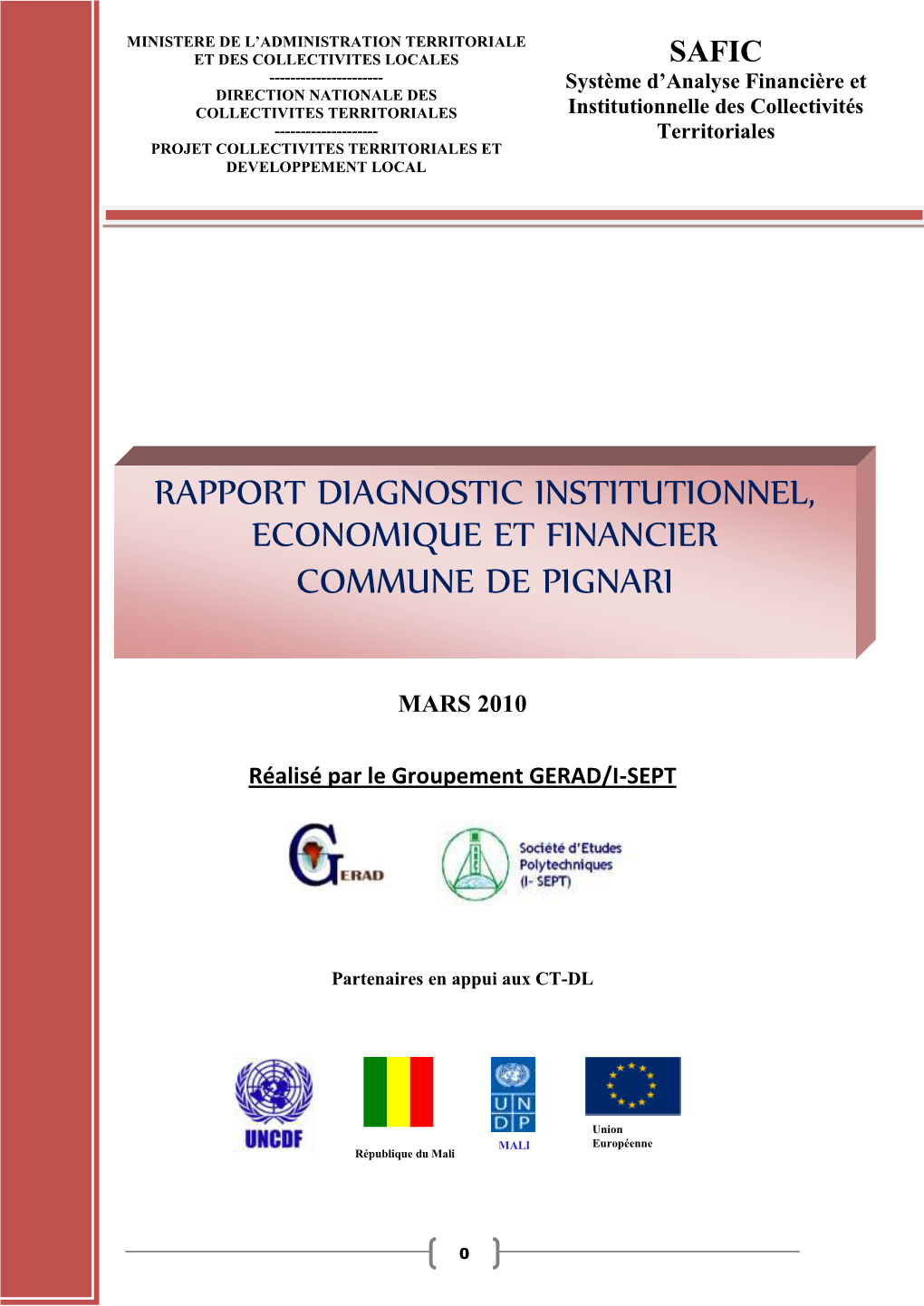 Rapport Diagnostic Institutionnel, Economique