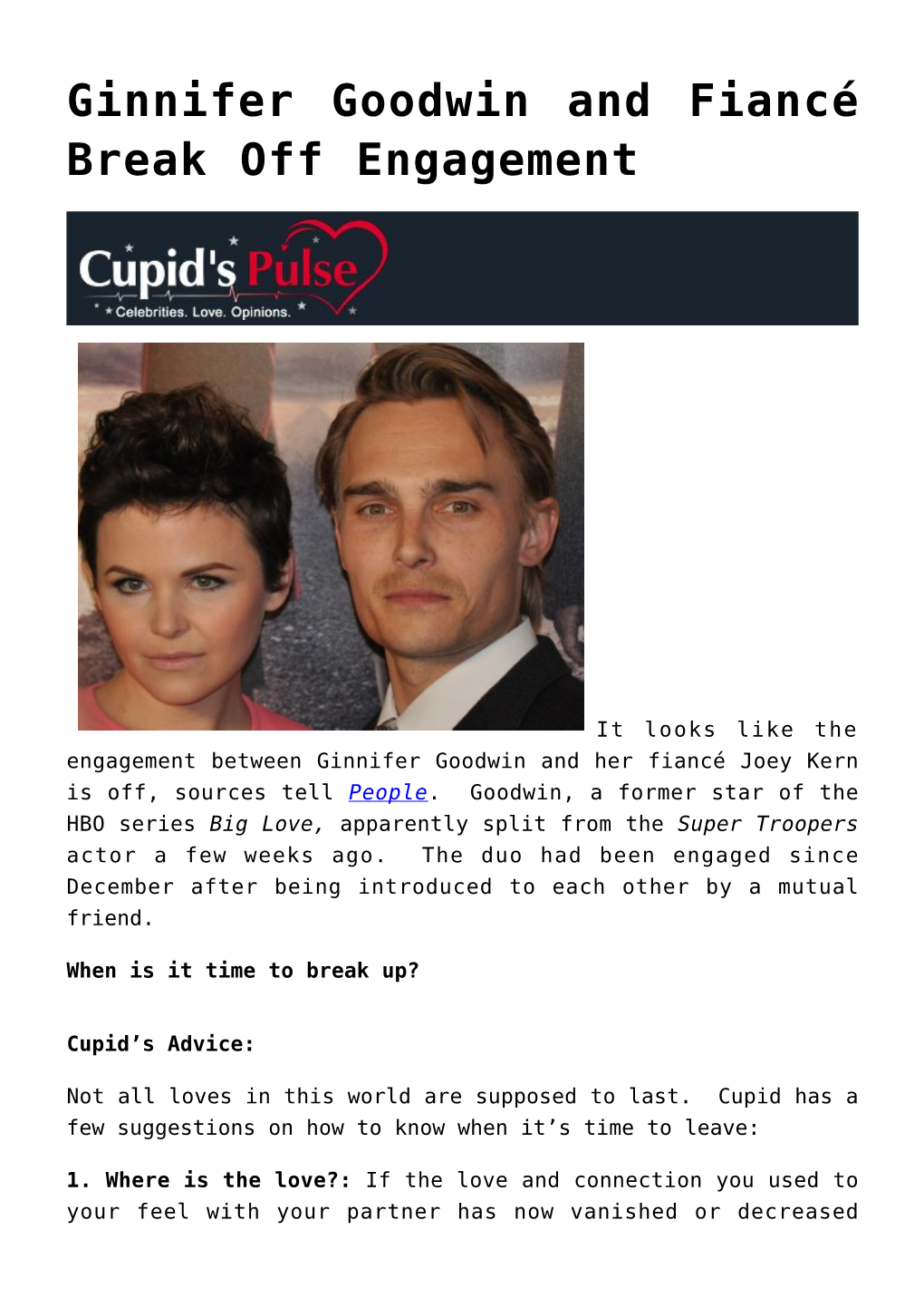 Ginnifer Goodwin and Fiancé Break Off Engagement,Singles Event