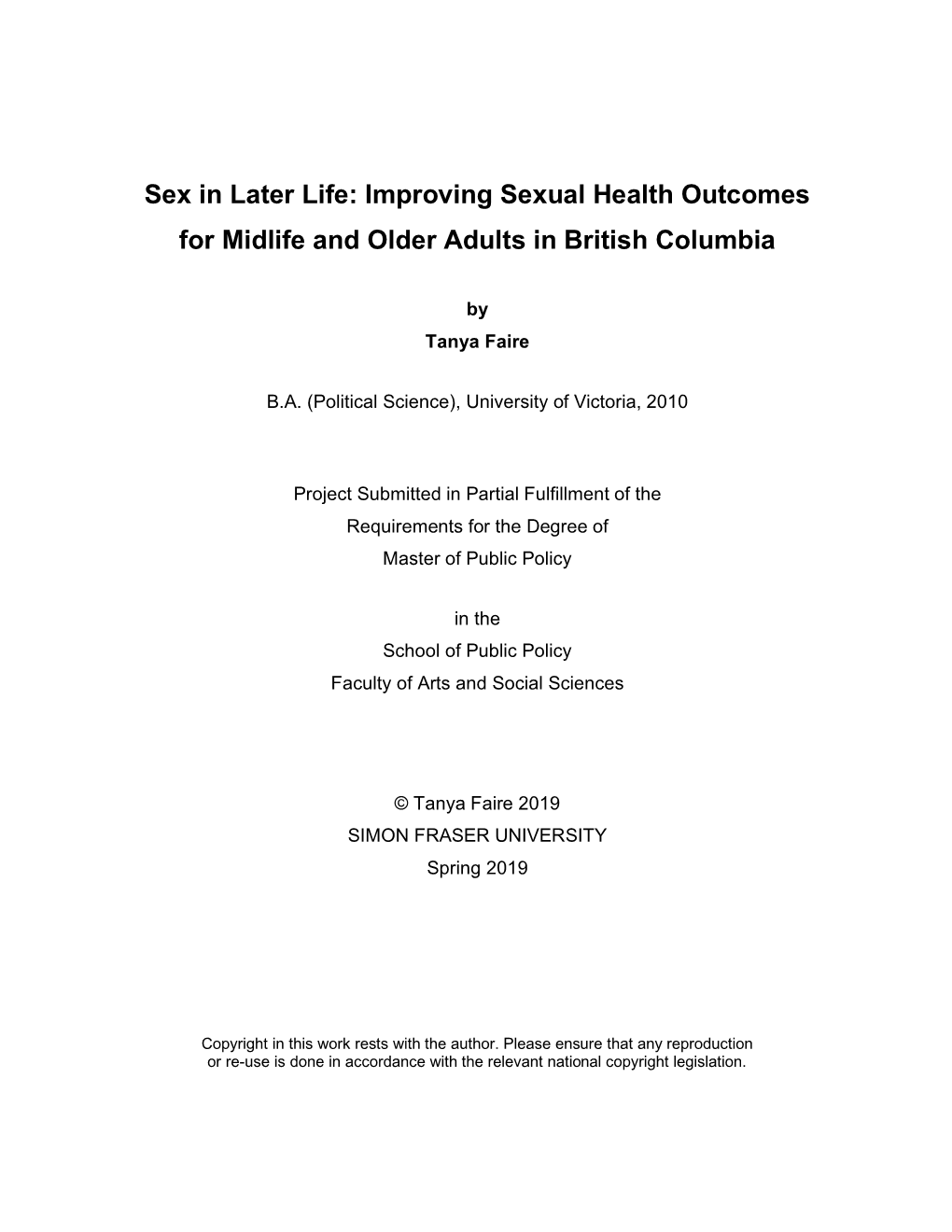 Improving Sexual Health Outcomes for Midlife and Older Adults in British Columbia