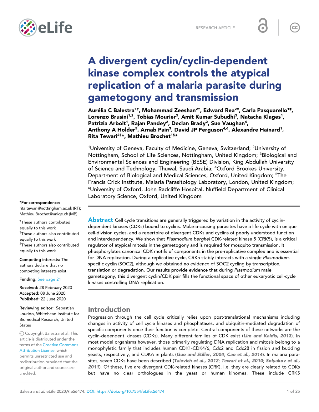 A Divergent Cyclin/Cyclin-Dependent Kinase Complex Controls the Atypical Replication of a Malaria Parasite During Gametogony