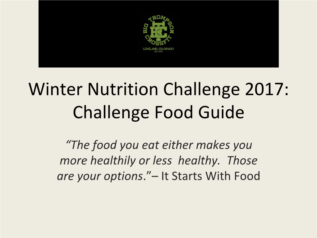 Challenge Food Guide