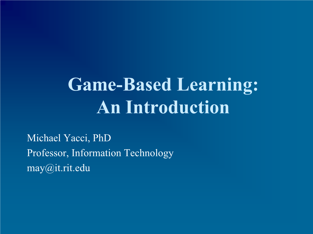 Game-Based Learning: an Introduction