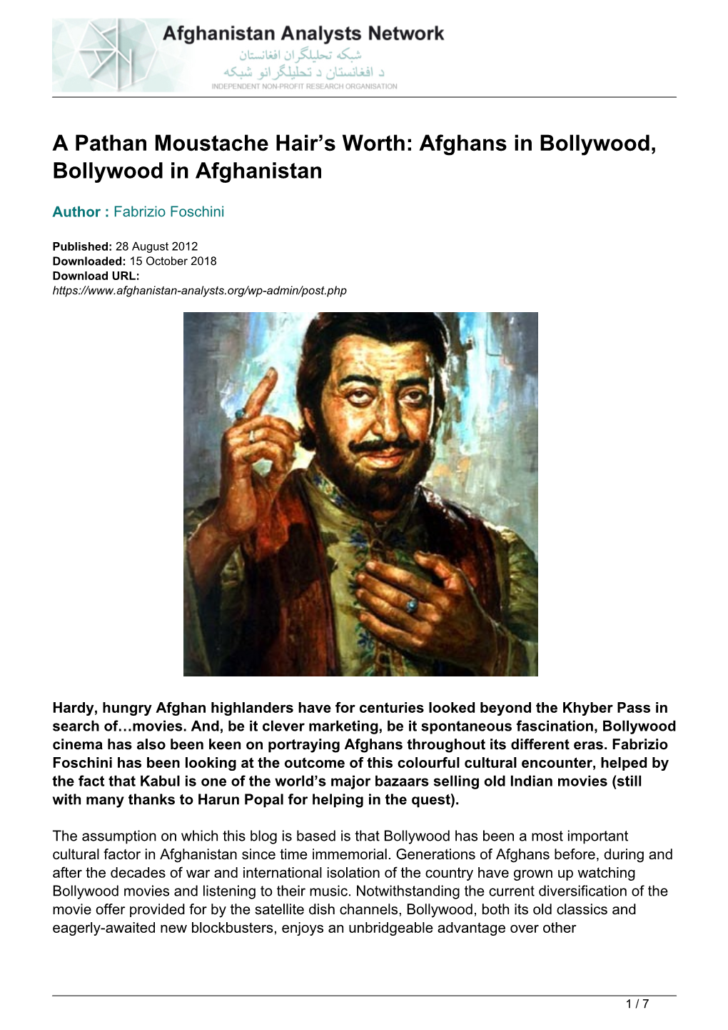 Afghans in Bollywood, Bollywood in Afghanistan