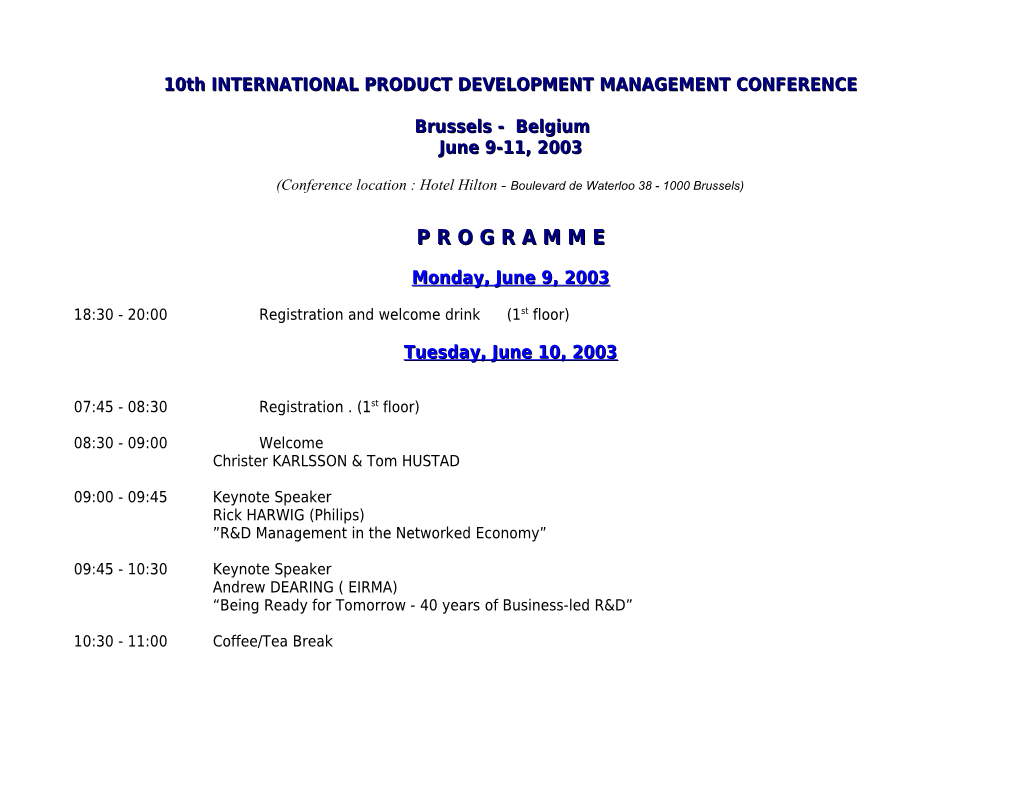 10Th INTERNATIONAL PRODUCT DEVELOPMENT MANAGEMENT CONFERENCE