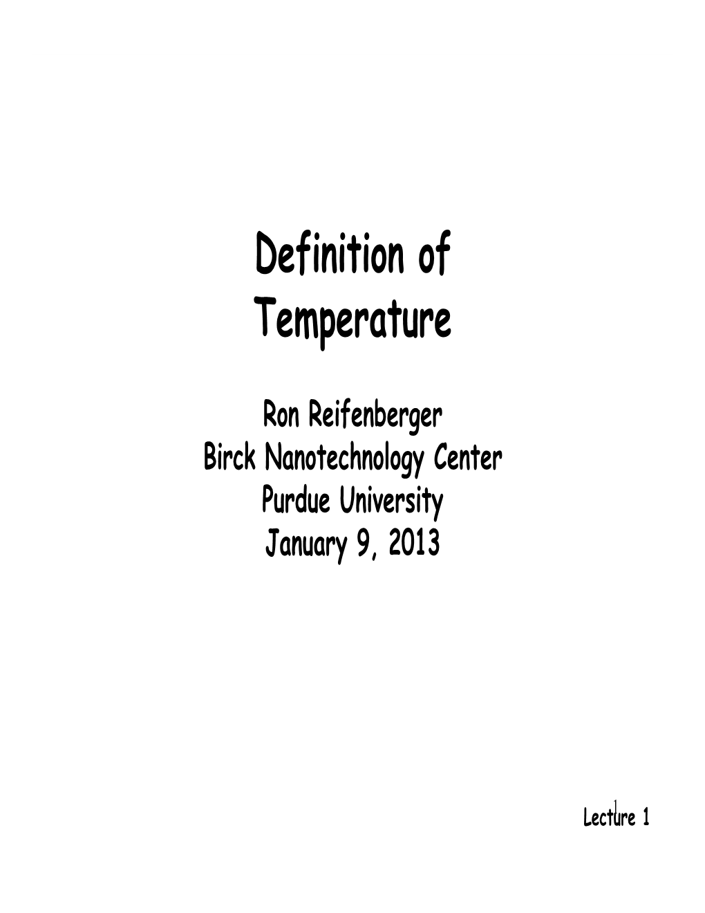 Definition of Temperature