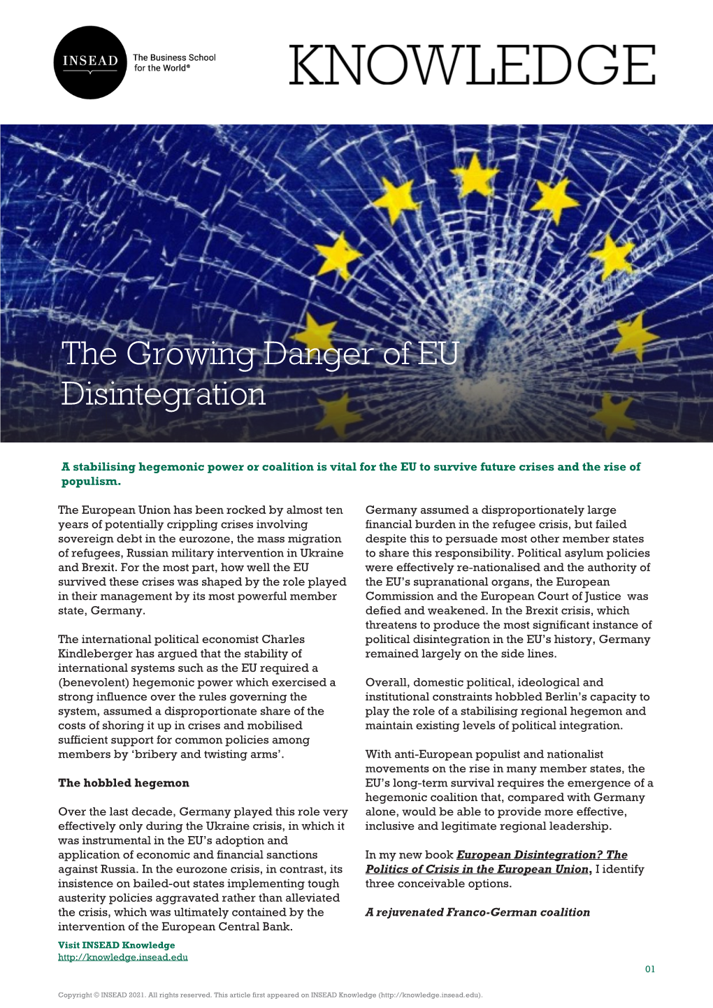 The Growing Danger of EU Disintegration
