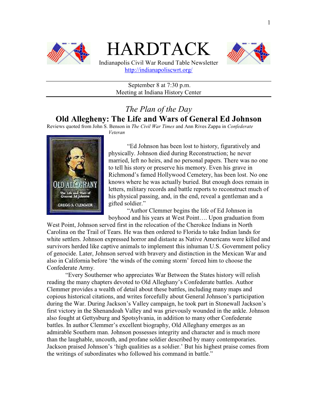 HARDTACK Indianapolis Civil War Round Table Newsletter