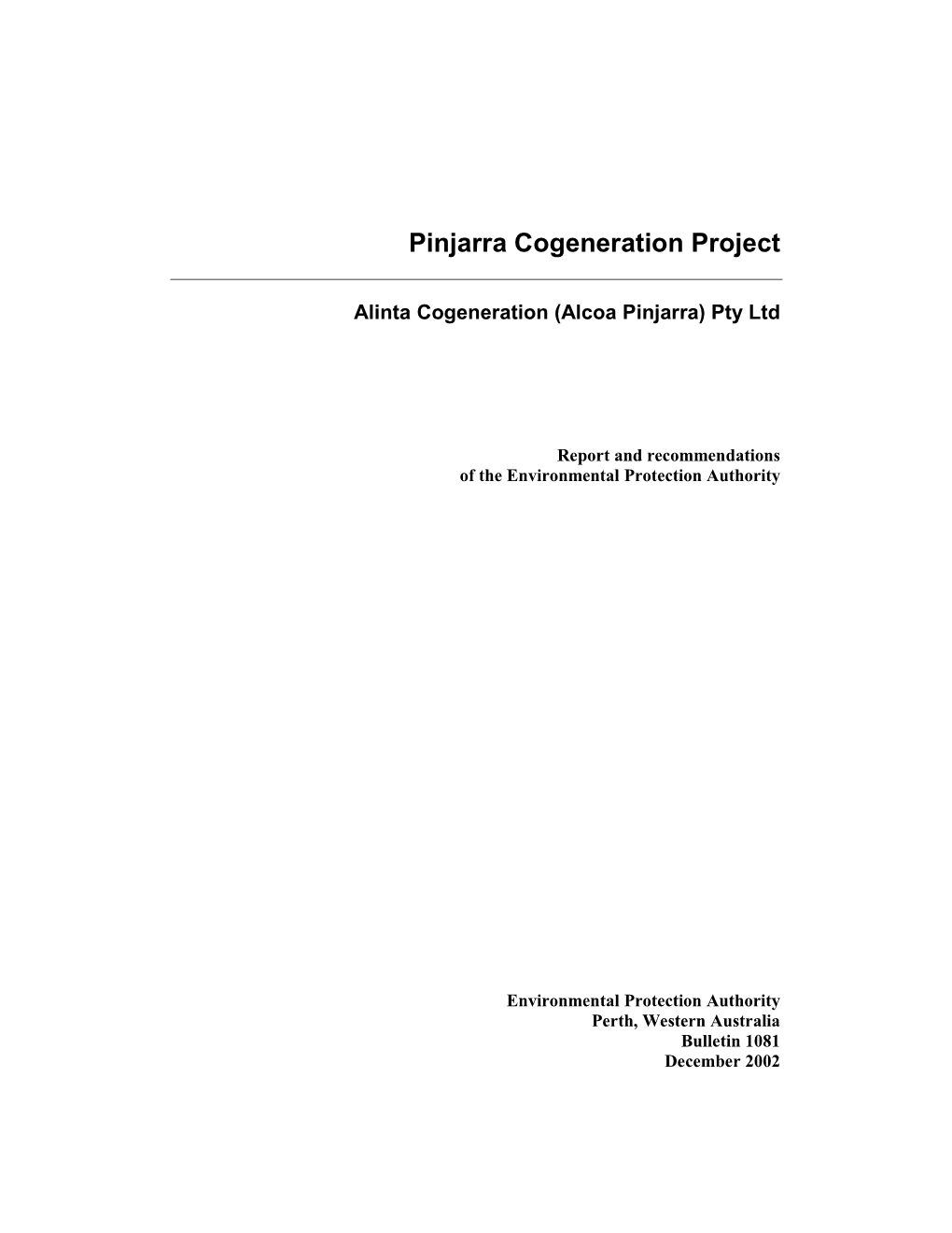 Pinjarra Cogeneration Project