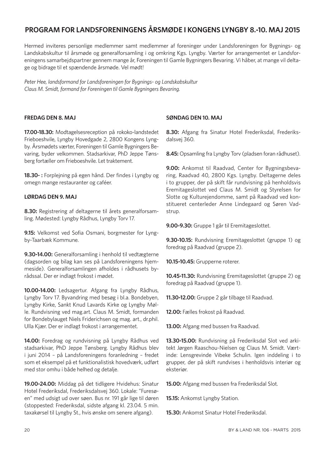 Program for Landsforeningens Årsmøde I Kongens Lyngby 8.-10