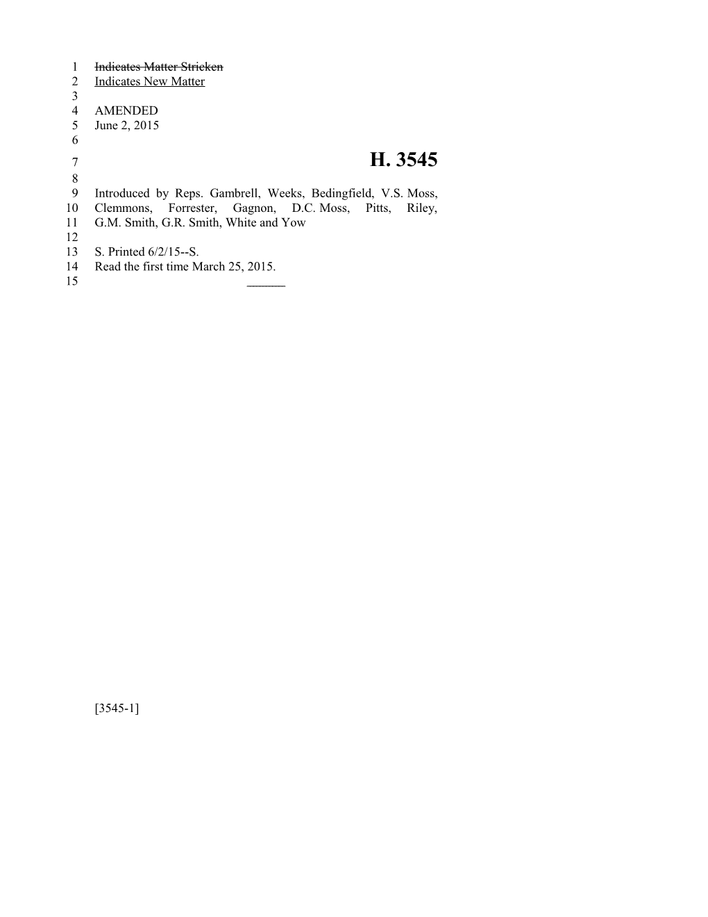 2015-2016 Bill 3545 Text of Previous Version (Jun. 2, 2015) - South Carolina Legislature Online