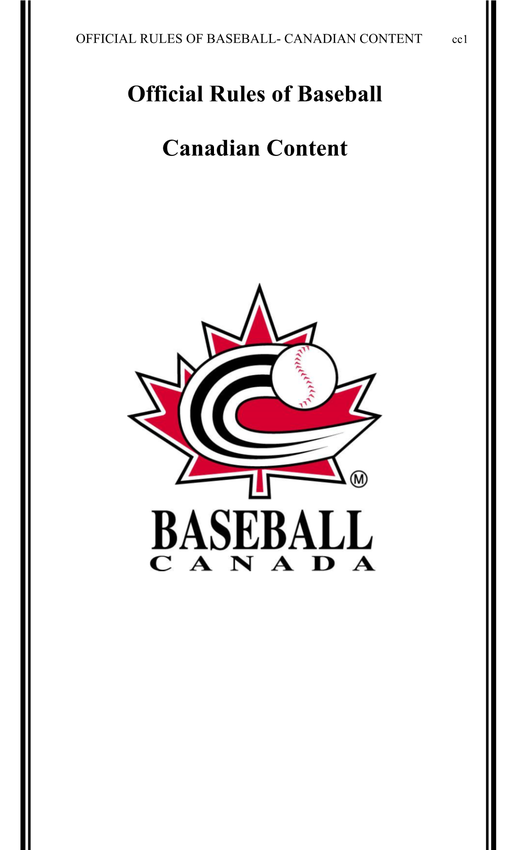 Official Rules of Baseball Canadian Content