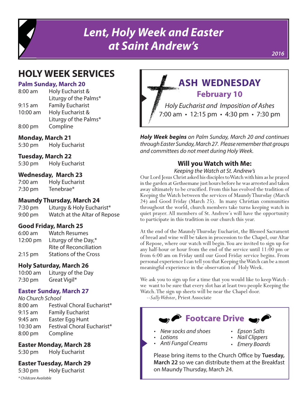 Lent, Holy Week and Easter at Saint Andrew's