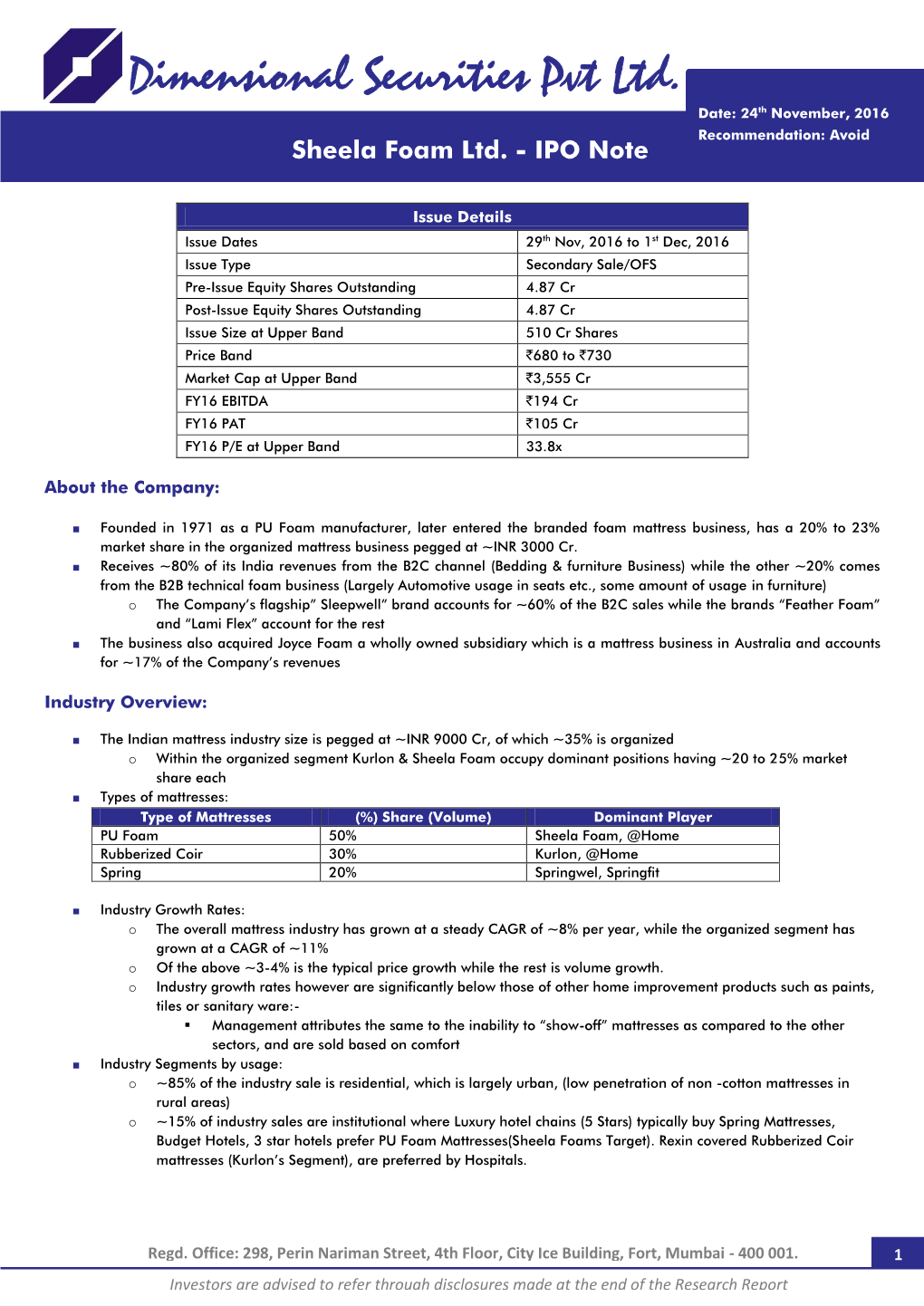 Sheela Foam Ltd