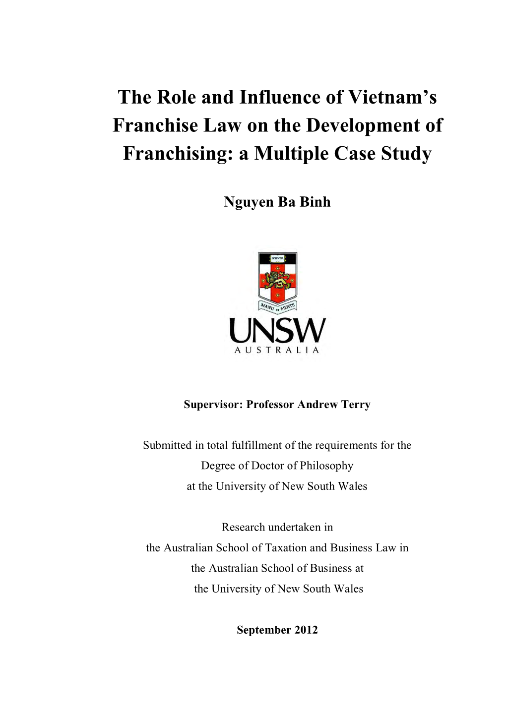 The Role and Influence of Vietnam's Franchise Law on The