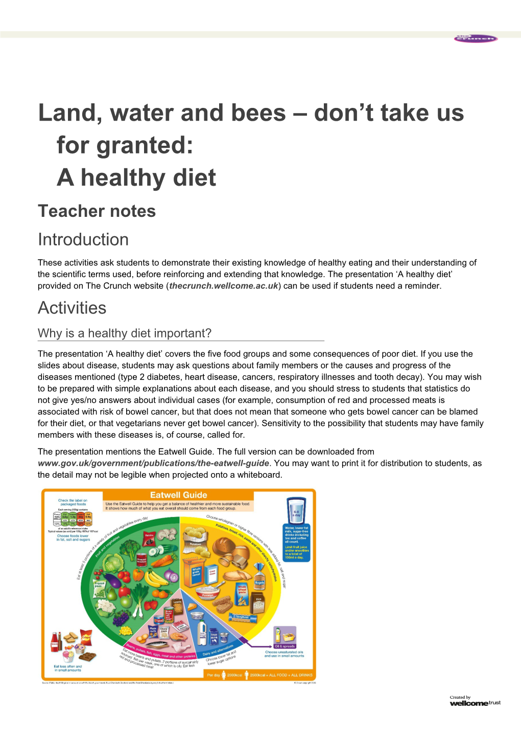 Land, Water and Bees Don T Take Us for Granted: a Healthy Diet