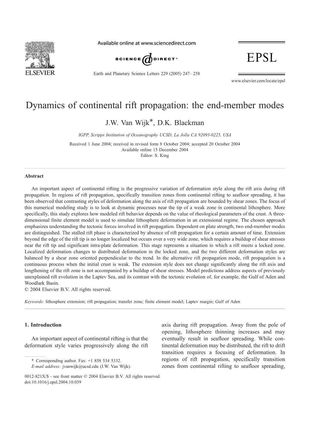 Dynamics of Continental Rift Propagation: the End-Member Modes