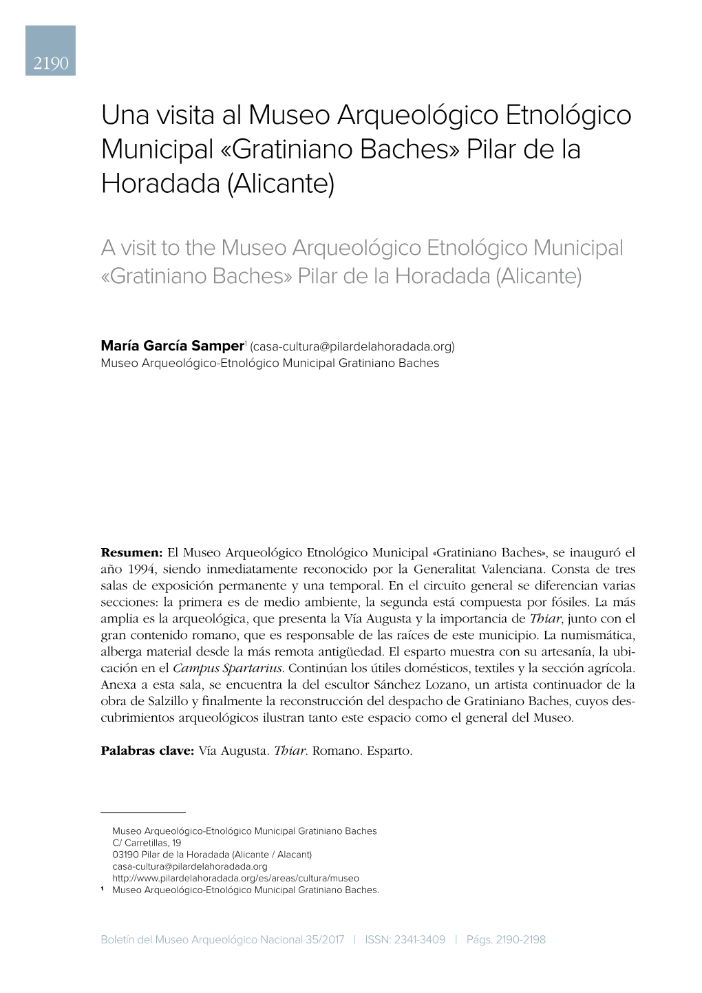 Gratiniano Baches» Pilar De La Horadada (Alicante)