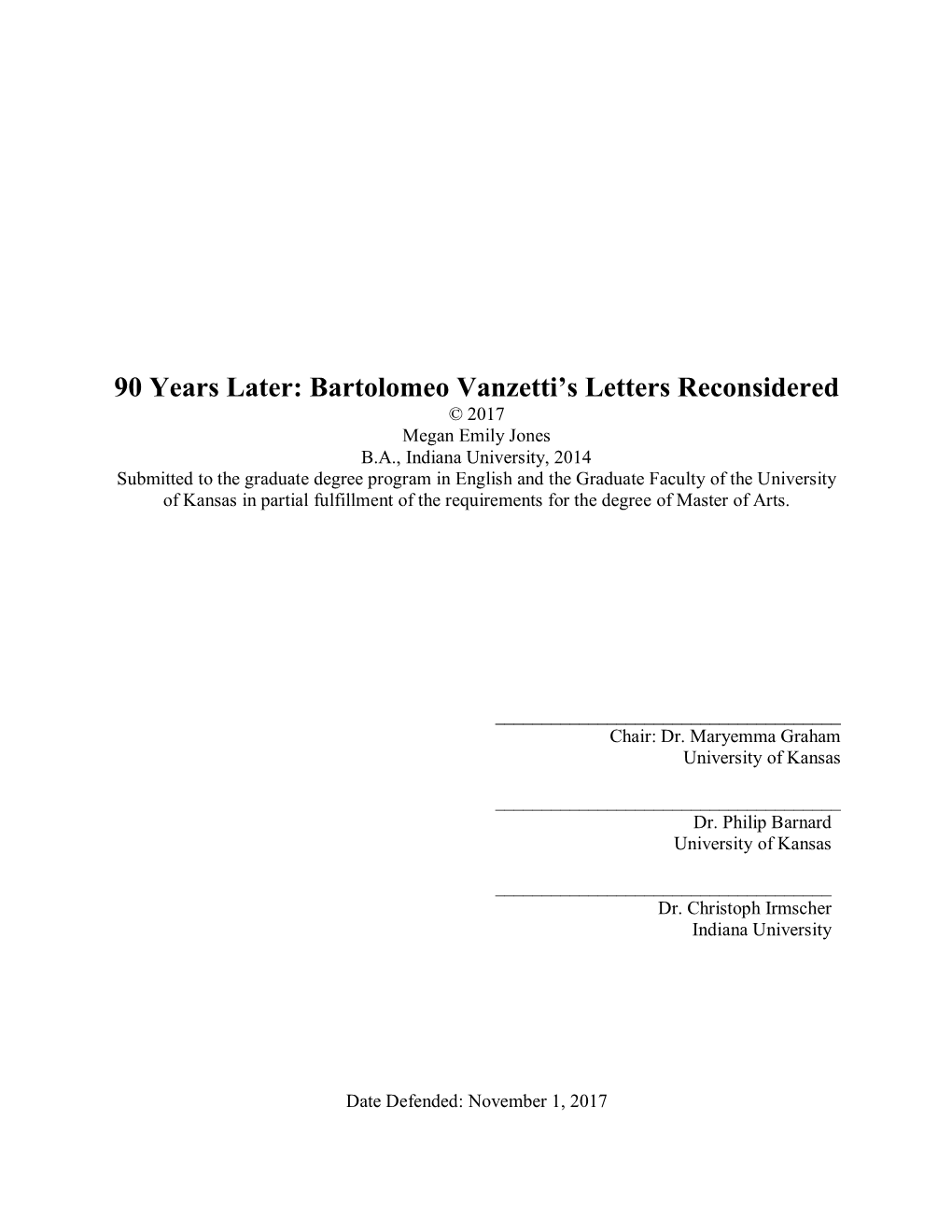 Bartolomeo Vanzetti's Letters Reconsidered