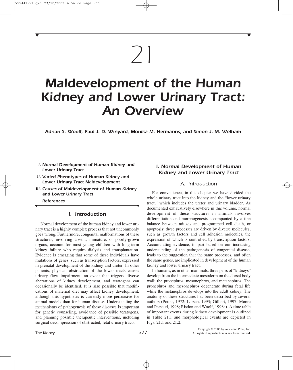 Maldevelopment of the Human Kidney and Lower Urinary Tract: an Overview