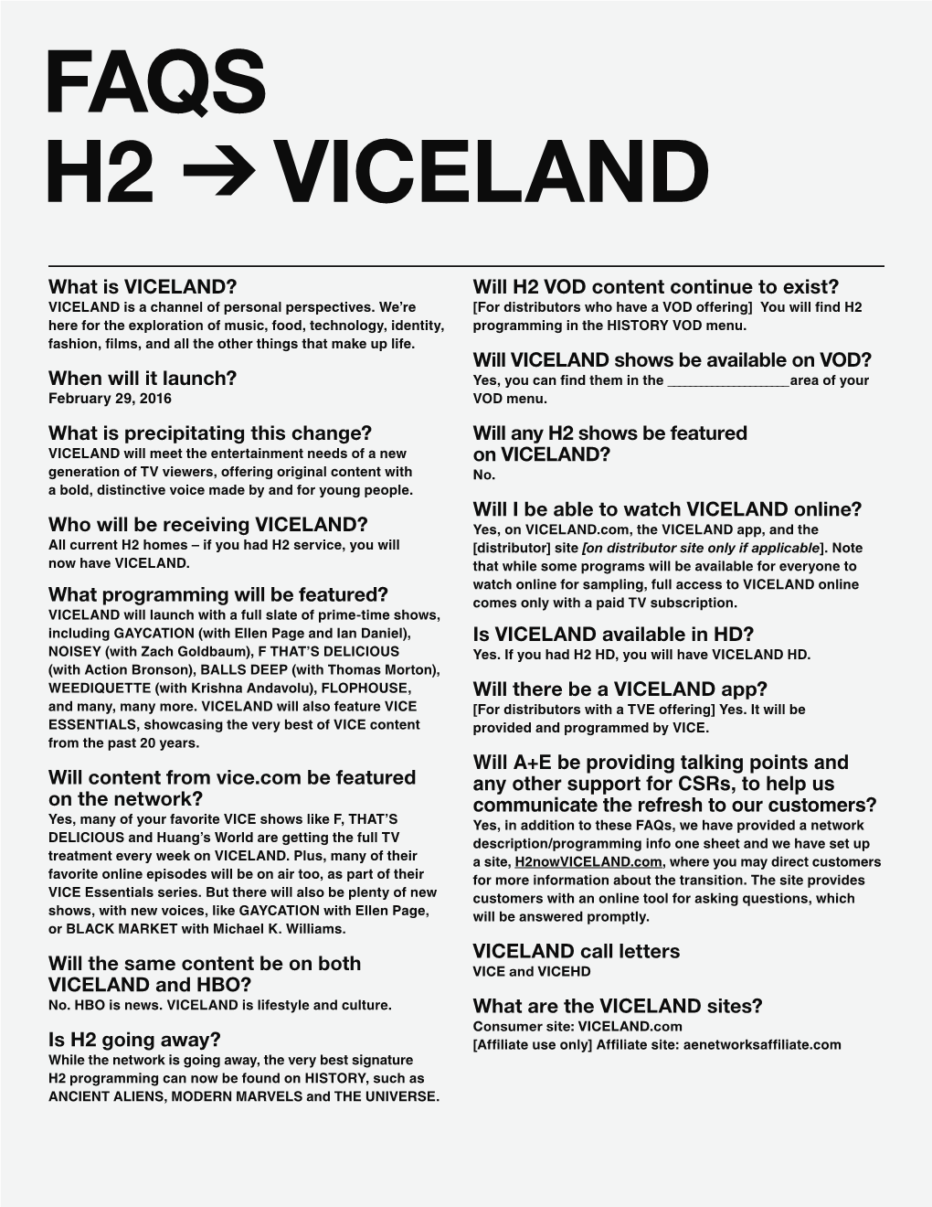 Faqs H2 Viceland