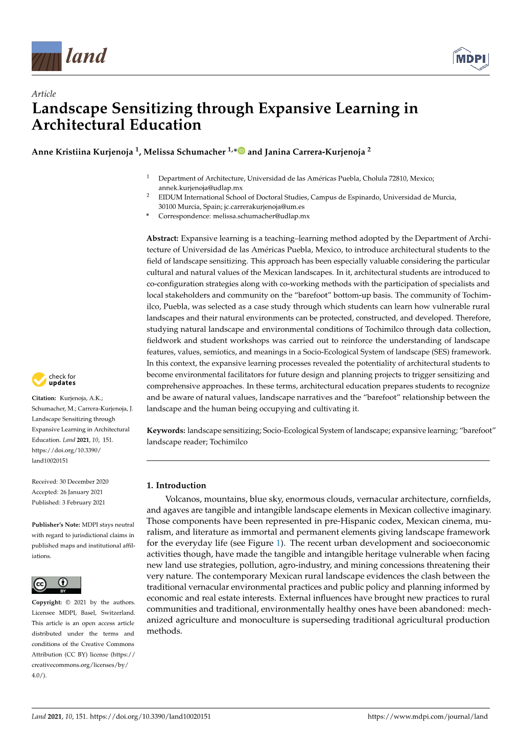 Landscape Sensitizing Through Expansive Learning in Architectural Education