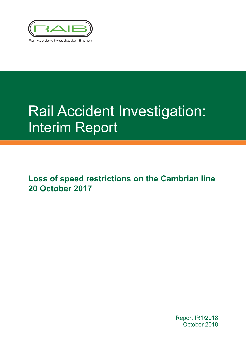 Loss of Speed Restrictions on the Cambrian Line 20 October 2017