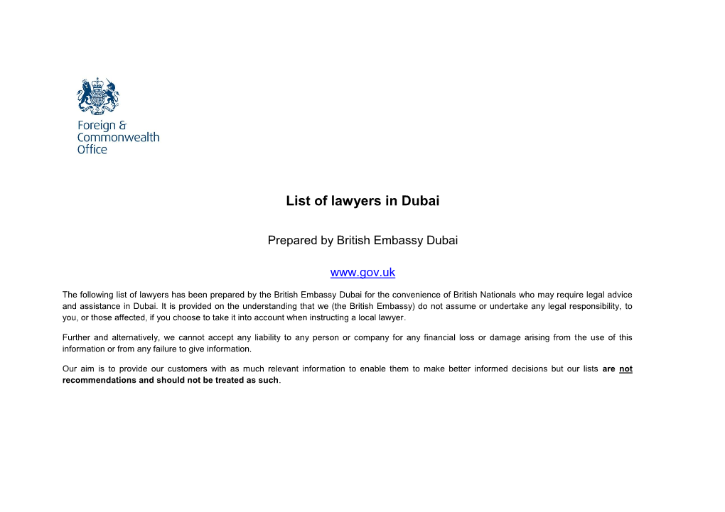 List of Lawyers in Dubai