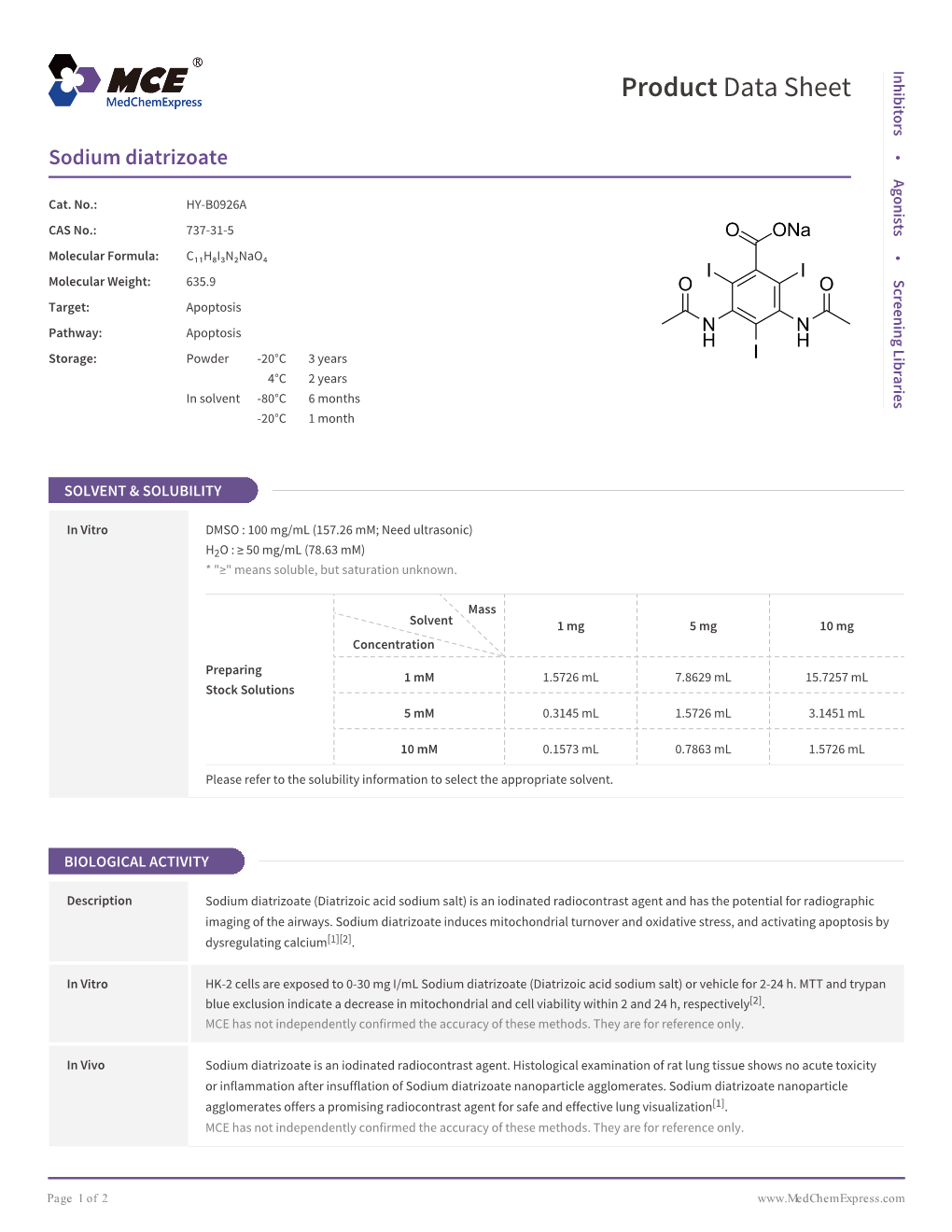 Sodium Diatrizoate | Medchemexpress