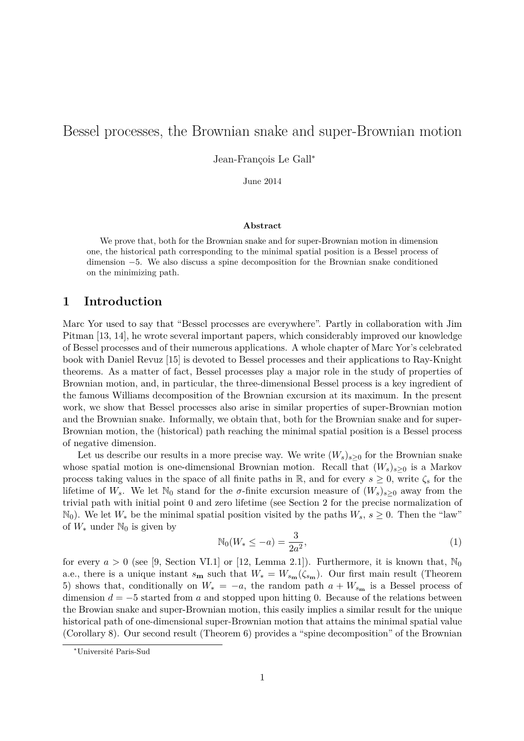 Bessel Processes, the Brownian Snake and Super-Brownian Motion