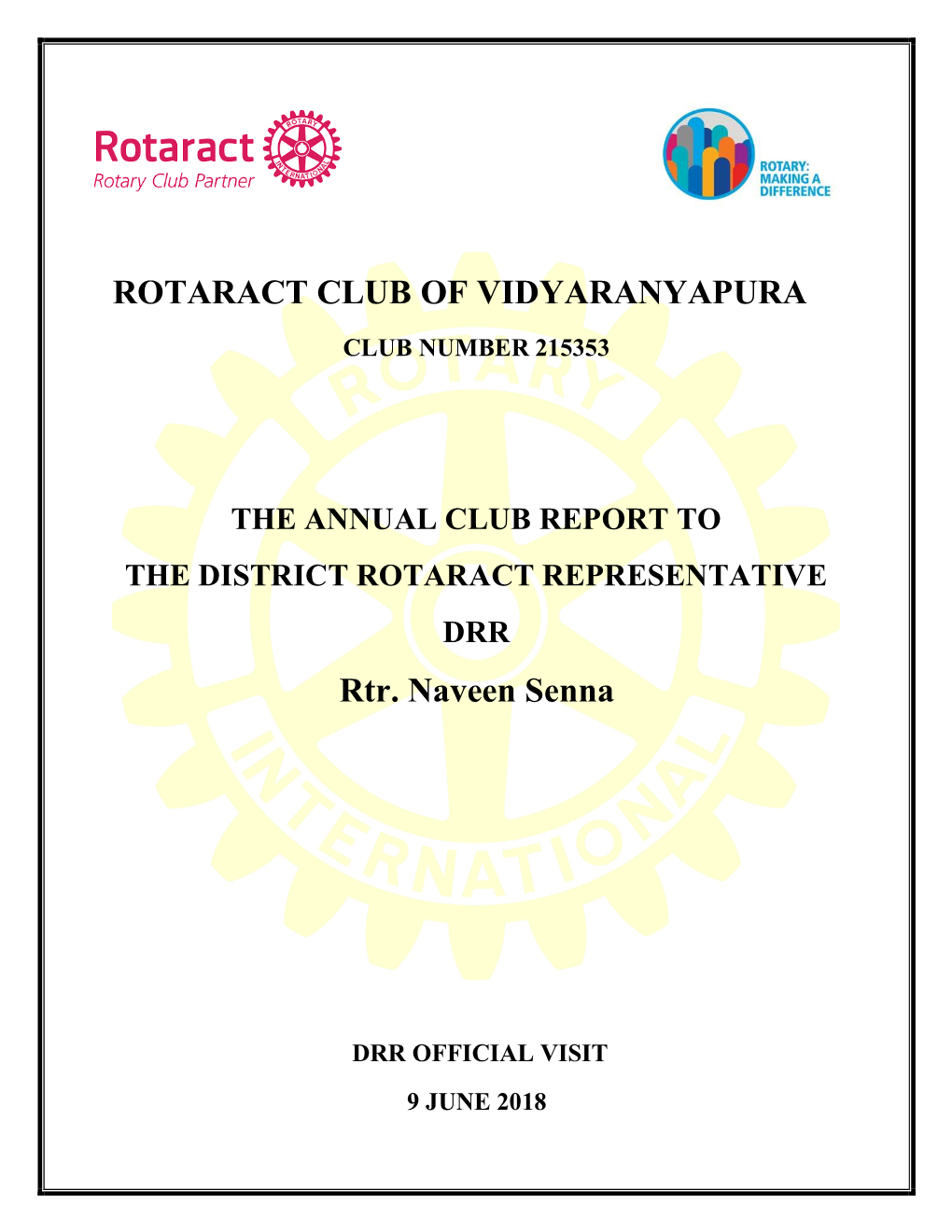 ROTARACT CLUB of VIDYARANYAPURA Rtr. Naveen