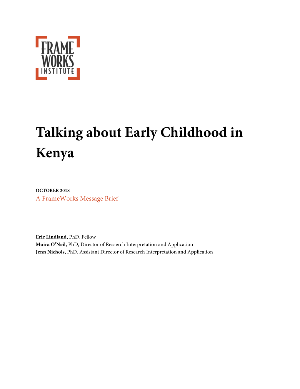 Talking About Early Childhood in Kenya