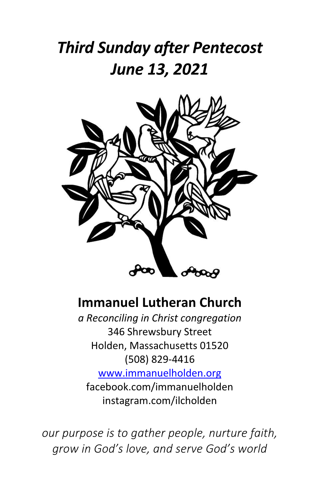 Third Sunday After Pentecost June 13, 2021 Immanuel Lutheran