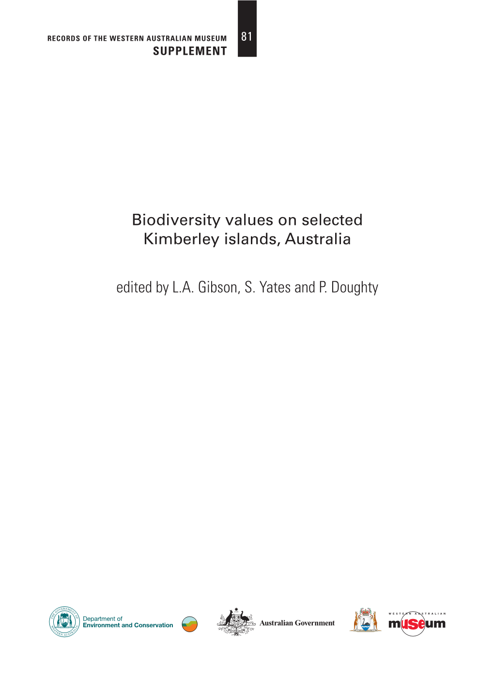Biodiversity Values on Selected Kimberley Islands, Australia Edited