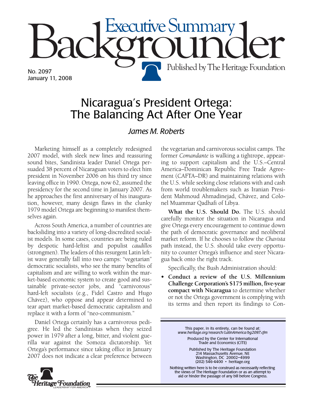 Nicaragua's President Ortega: the Balancing Act After One Year